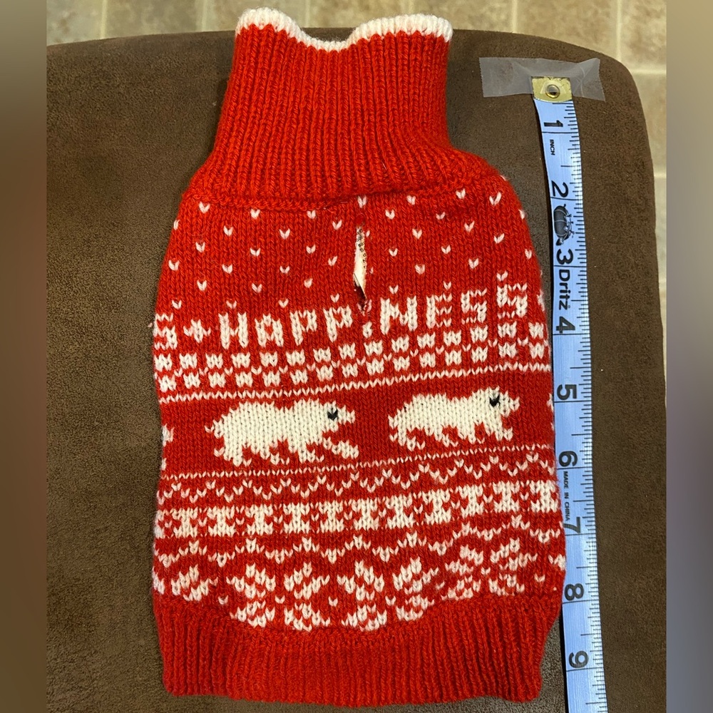Ellen Degeneres Red and White Knit Dog Sweater